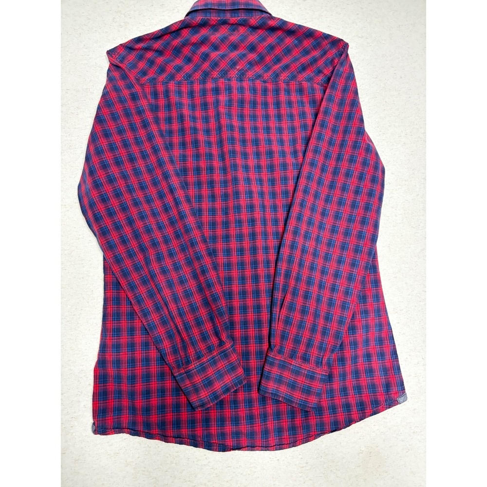 Engbers Mens Slim Fit Plaid Button Down Shirt Red Blue Grand Tour Size M 39/40 - Picture 7 of 8